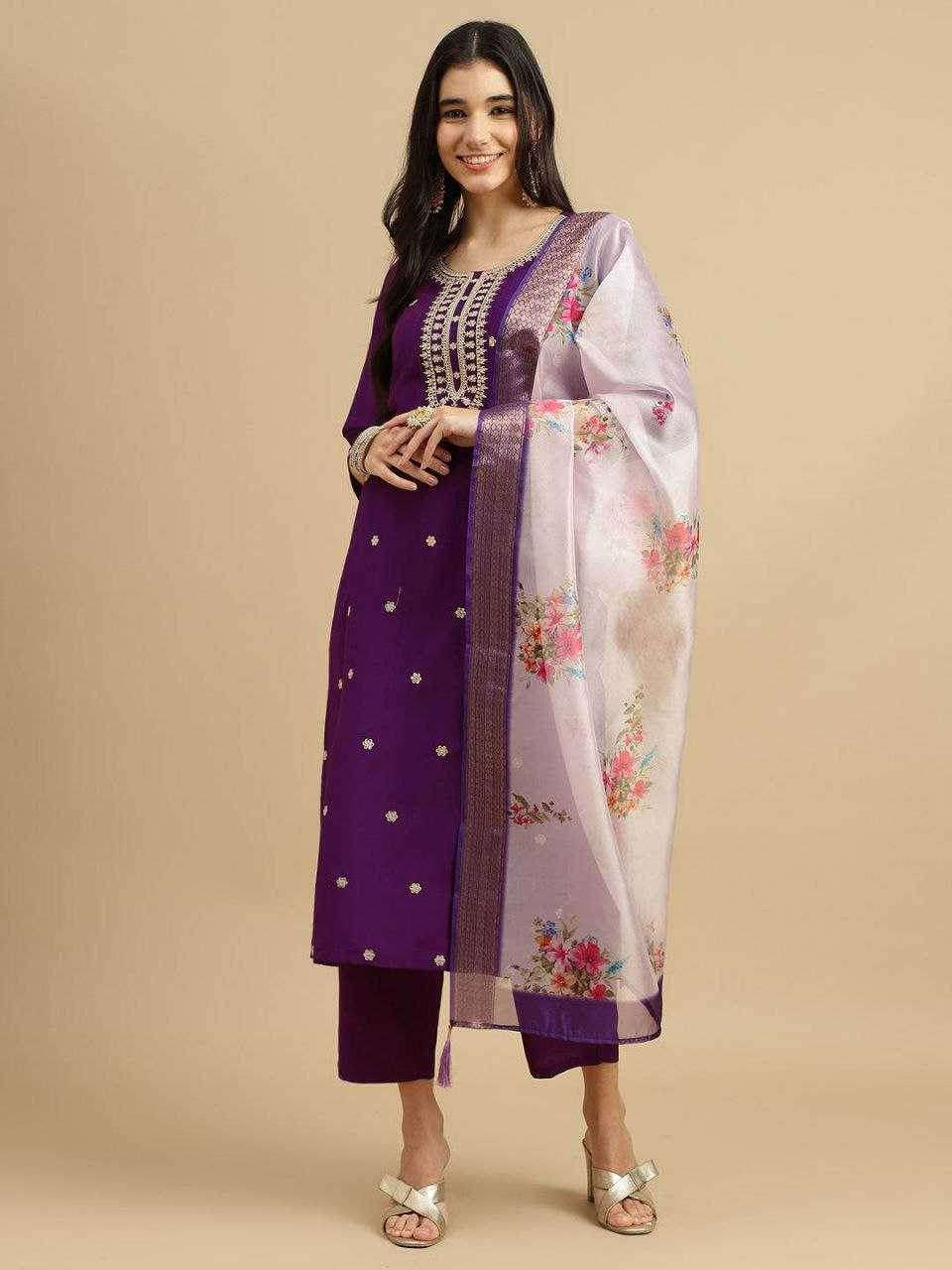 Rayon Cotton Embroidery Palazzo Suit - MYLUXURY LANE ENTERPRISE